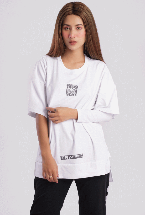 YGN TRAFFIC TYRE Design T-Shirt White(Girl)